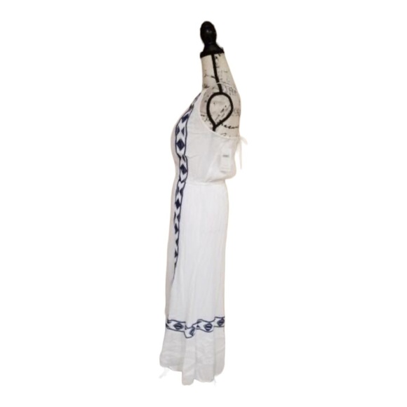 ELLA MOSS x Revolve Usiku Blue White Embroidered Maxi Dress XS Grecian - Picture 9 of 12